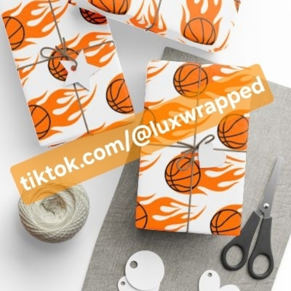 Orange Basketball Gift Wrap for Kids